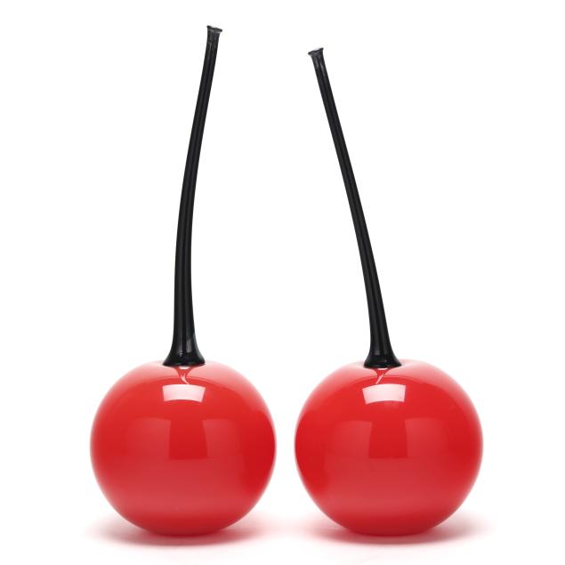 richard-dick-huss-american-b-1946-two-art-glass-cherries