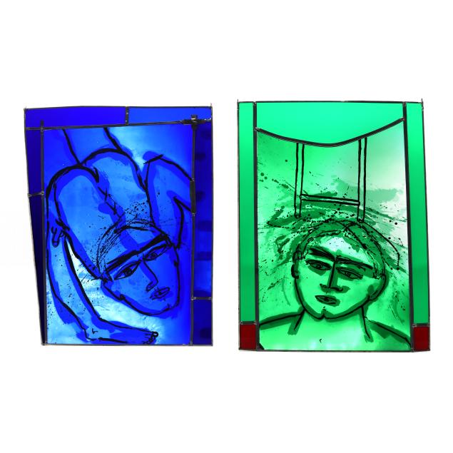 mark-angus-english-b-1949-two-stained-glass-panels