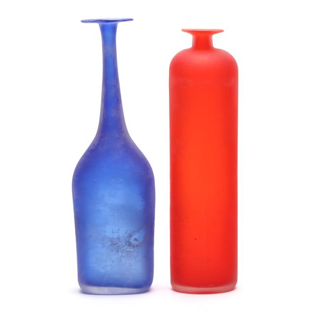 gino-cenedese-italy-1907-1973-two-scavo-glass-bottle-vases