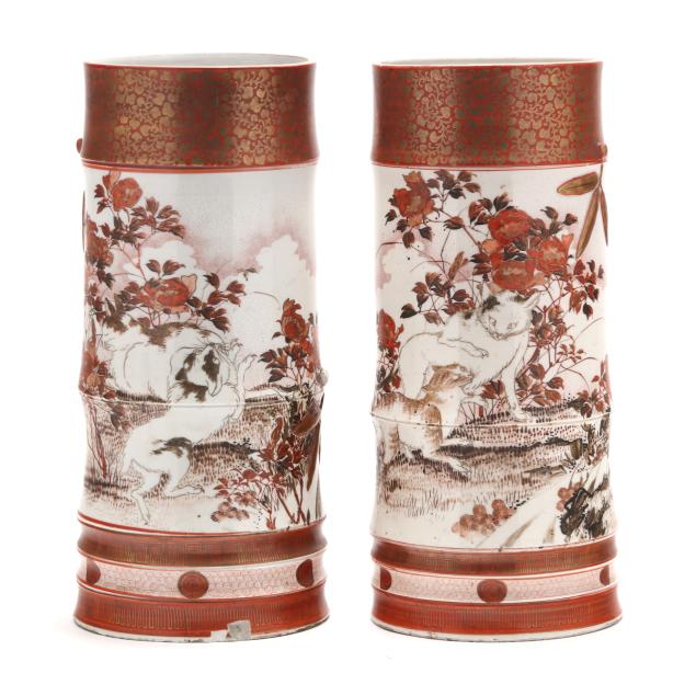 a-pair-of-japanese-kutani-tall-vases-with-cats
