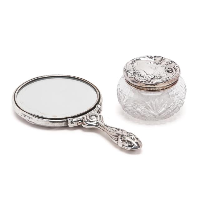 art-nouveau-sterling-silver-hand-mirror-and-dresser-jar