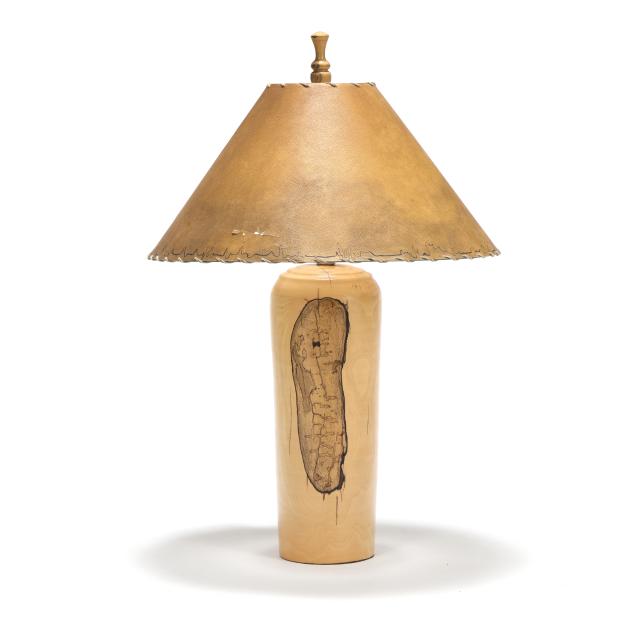turned-wood-table-lamp-with-faux-leather-shade