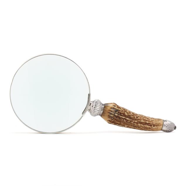 edwardian-silver-stag-handled-magnifying-glass