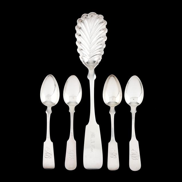 five-american-coin-silver-flatware-items