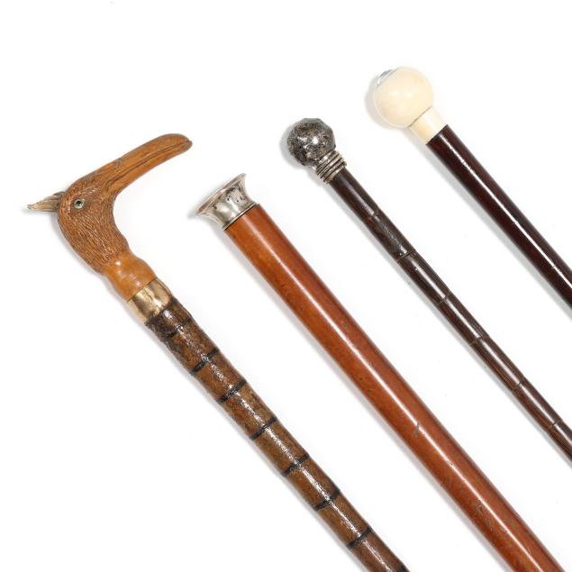four-fine-antique-century-walking-sticks-including-ardente-amitie-masonic