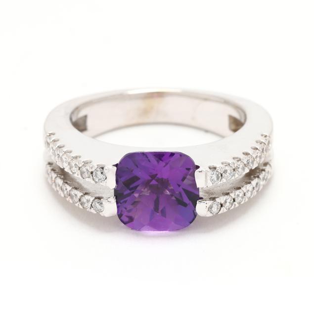 white-gold-amethyst-and-diamond-ring