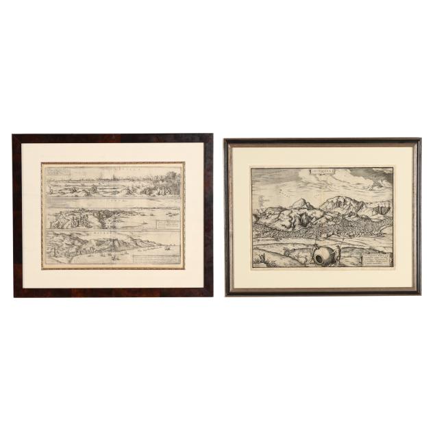 georg-braun-and-frans-hogenberg-two-framed-works-offering-views-of-spanish-cities