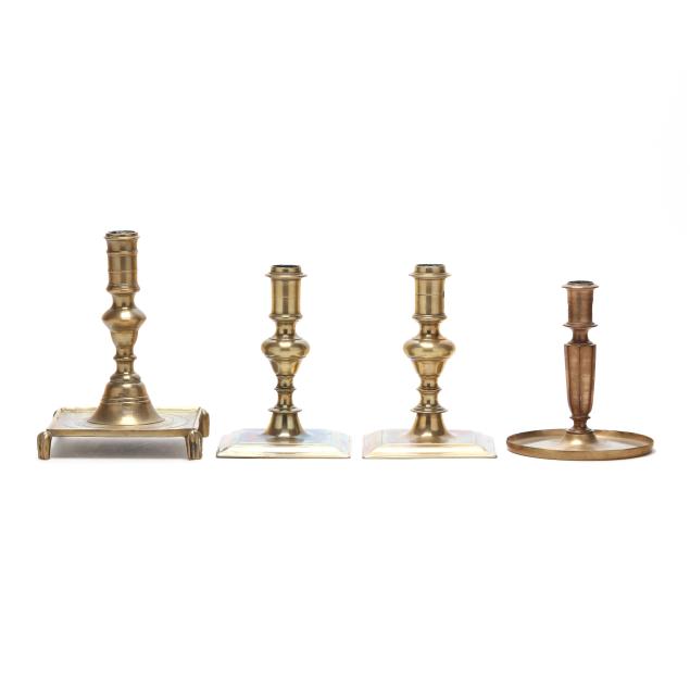 four-northwest-european-gothic-brass-candlesticks