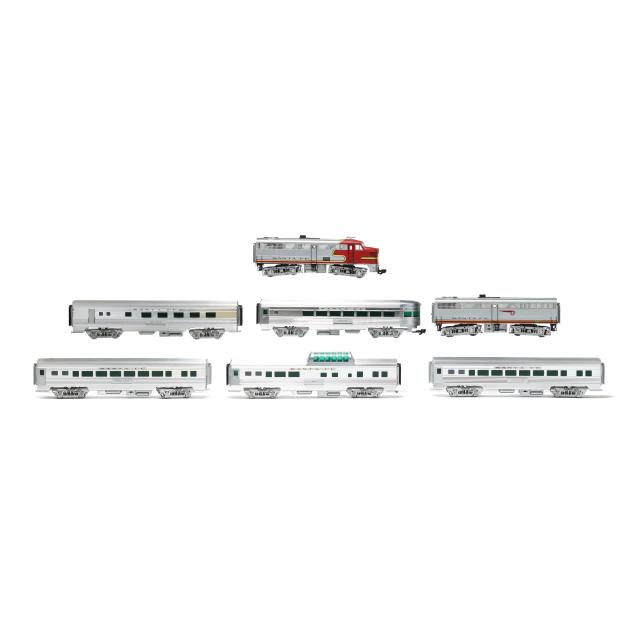 aristo-craft-trains-seven-streamline-santa-fe-railway-model-train-cars-and-accessories
