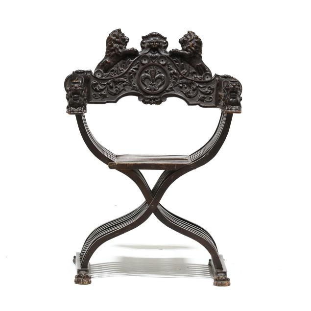 renaissance-revival-carved-walnut-savonarola-chair