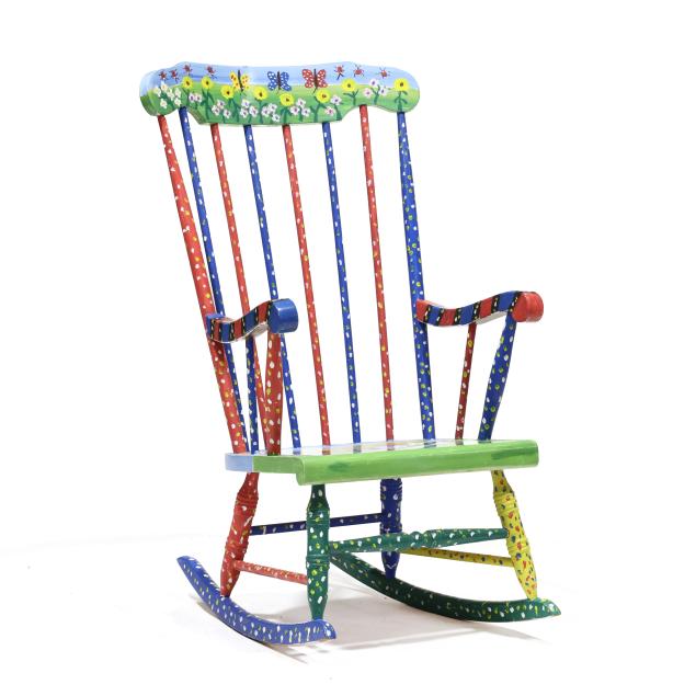 sam-the-dot-man-mcmillan-nc-1926-2018-paint-decorated-rocking-chair
