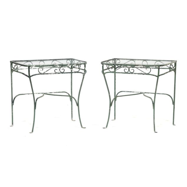 pair-of-vintage-iron-and-glass-patio-console-tables