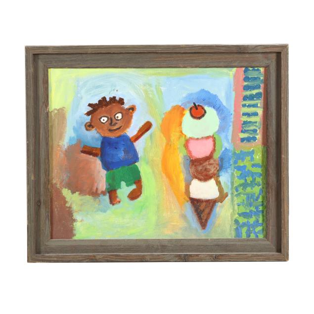 a-folk-art-painting-of-a-boy-with-ice-cream-cone