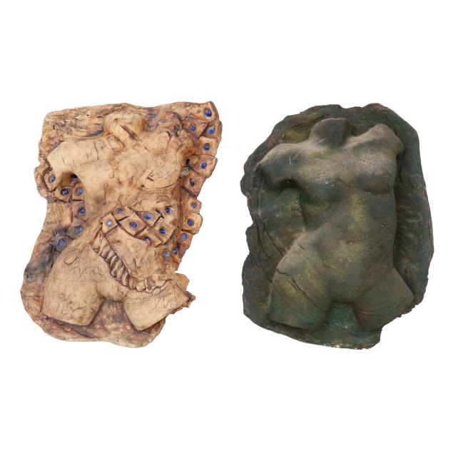 william-moore-nc-ceramic-torso-wall-sculptures-two-works