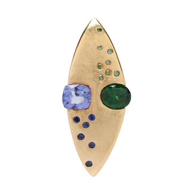gold-tanzanite-and-tsavorite-garnet-pendant-phillip-dismuke-for-jewelsmith