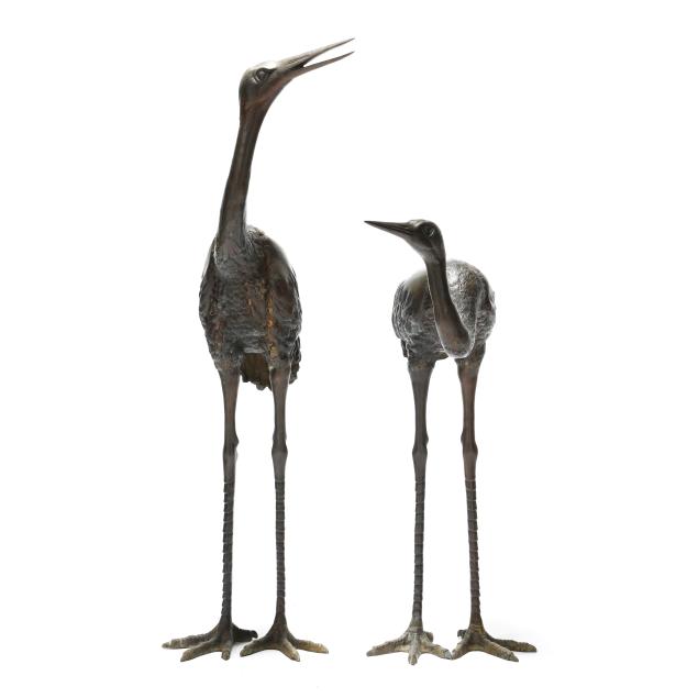 two-large-bronze-garden-sculptures-of-cranes