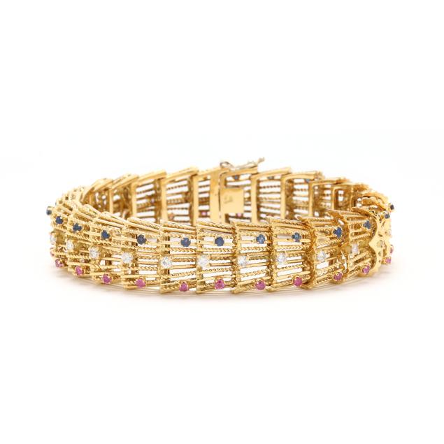 retro-gold-and-gem-set-bracelet-italy