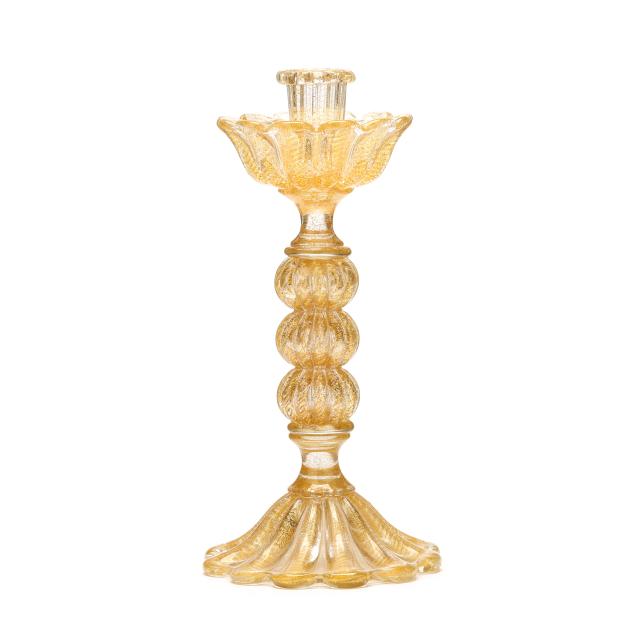 attributed-barovier-toso-gold-flecked-murano-glass-candlestick