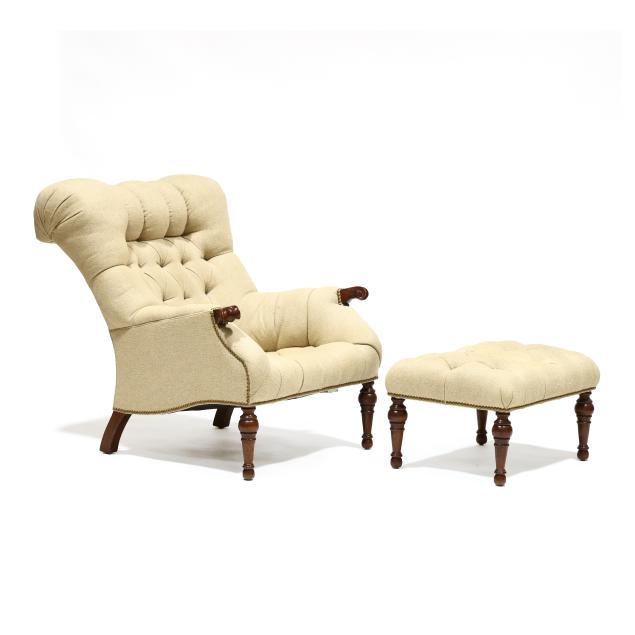 stickley-upholstered-club-chair-and-ottoman