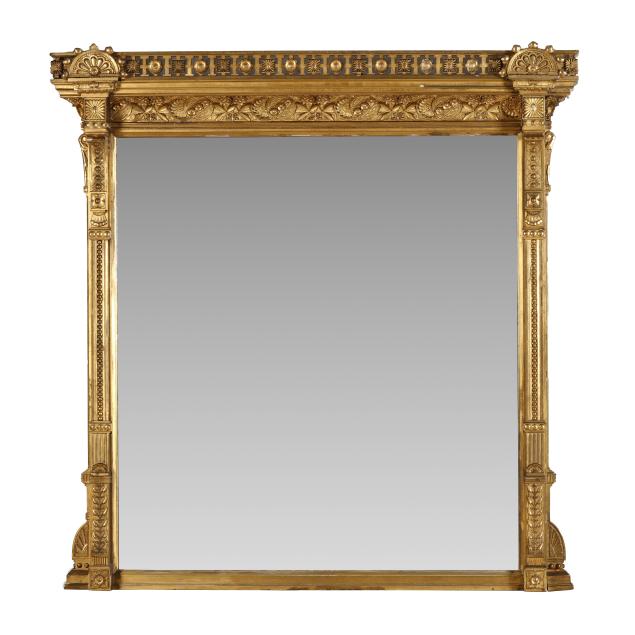 large-aesthetic-movement-giltwood-overmantel-mirror