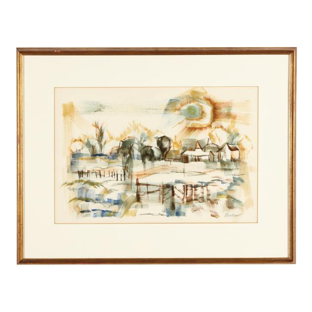 framed-vintage-abstract-landscape-signed
