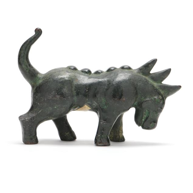warren-e-cox-american-b-1895-patinated-model-of-a-mythical-tricorn-qilin