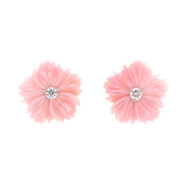 white-gold-carved-coral-and-diamond-stud-earrings-paul-morelli