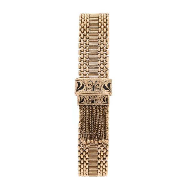 victorian-gold-and-enamel-tassel-slide-bracelet