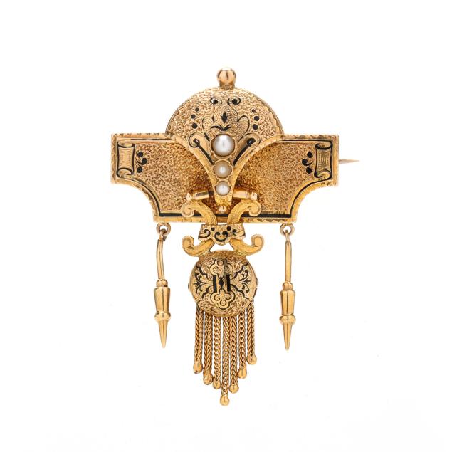 victorian-gold-enamel-and-pearl-brooch