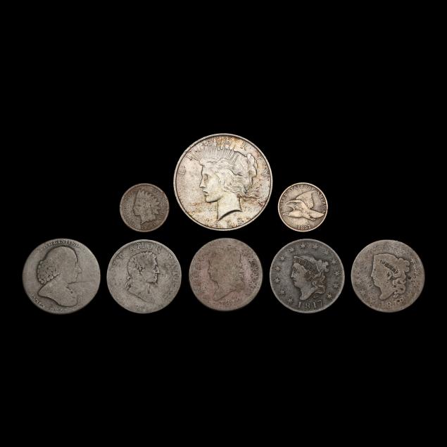 two-2-british-tokens-five-5-american-cents-and-a-1923-peace-dollar