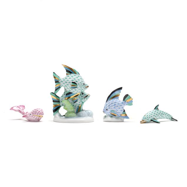 four-herend-fishnet-porcelain-sea-creatures