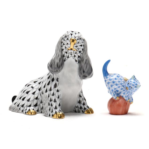 two-herend-fishnet-porcelain-pets
