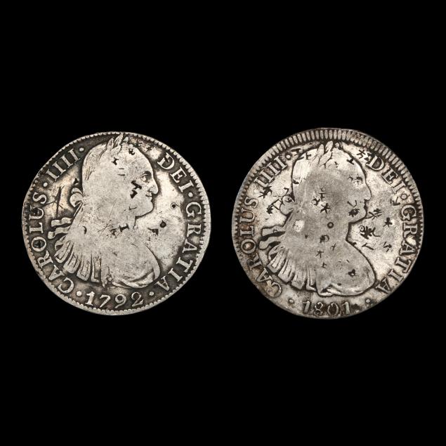 charles-iv-mexico-city-mint-two-2-silver-eight-reales-1792-and-1801