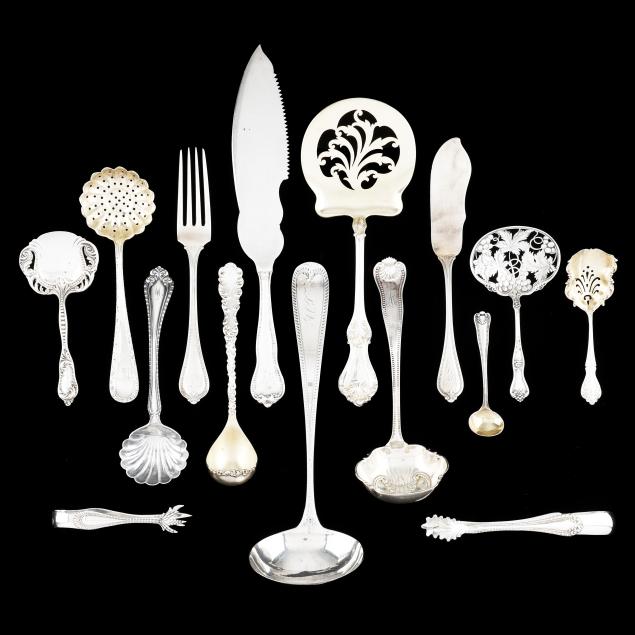 fifteen-antique-american-sterling-silver-flatware-pieces-mostly-servers