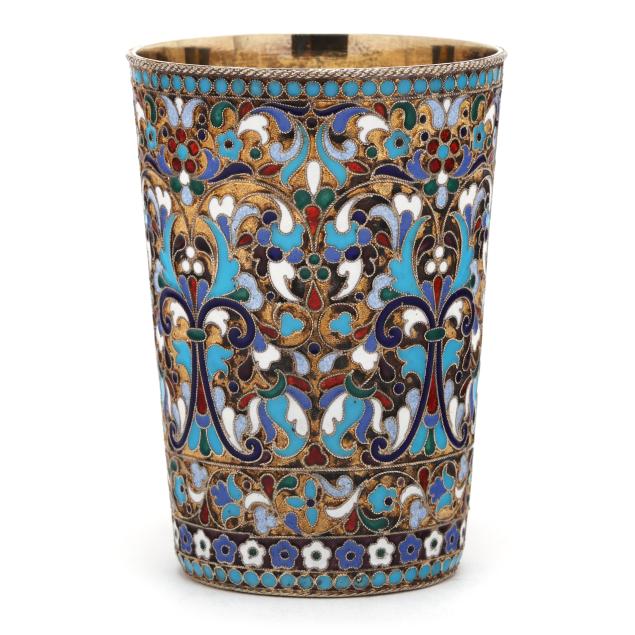 russian-silver-gilt-cloisonne-enamel-beaker