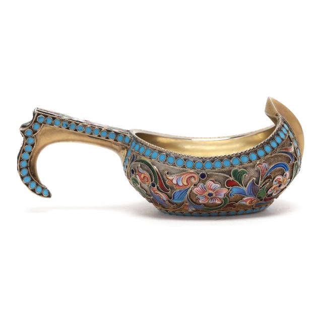 russian-silver-gilt-shaded-enamel-kovsh-mark-of-nik-strulyev