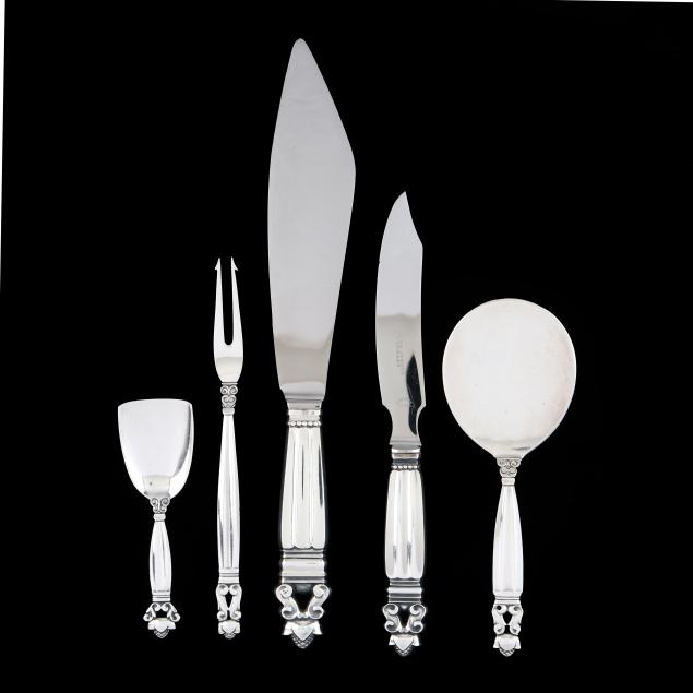 five-georg-jensen-i-acorn-i-sterling-silver-flatware-servers