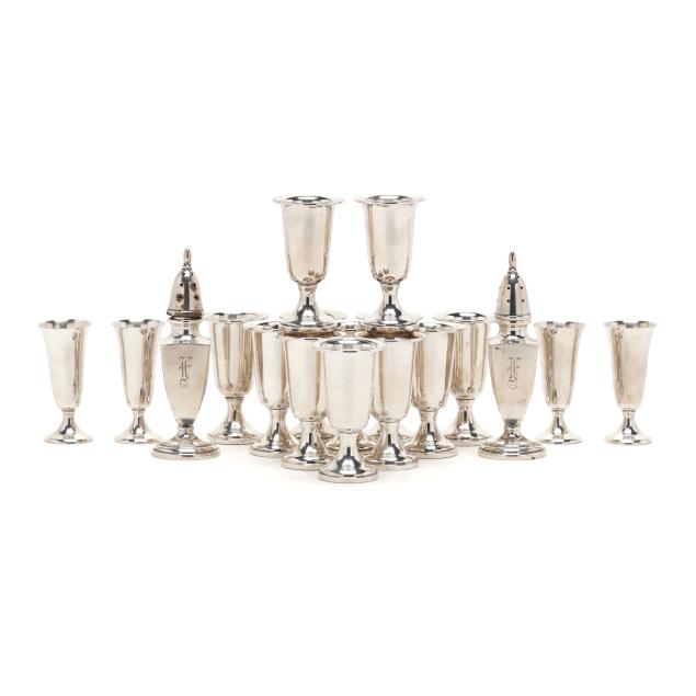 collection-of-sterling-silver-cordials-and-pair-of-salt-pepper-shakers