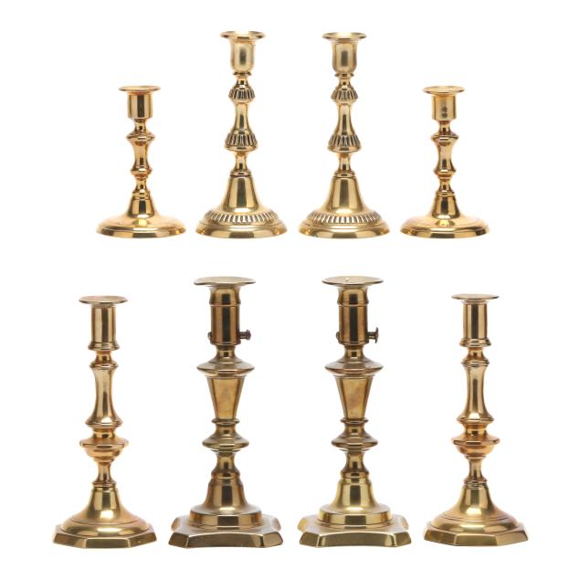 four-pairs-of-19th-century-brass-candlesticks