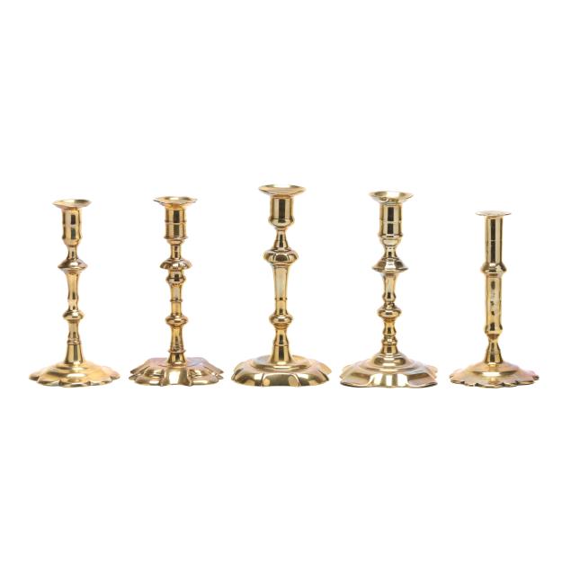 five-george-ii-period-brass-candlesticks