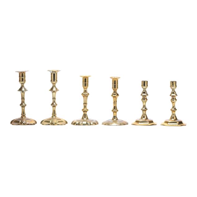 three-pairs-of-english-18th-century-brass-candlesticks