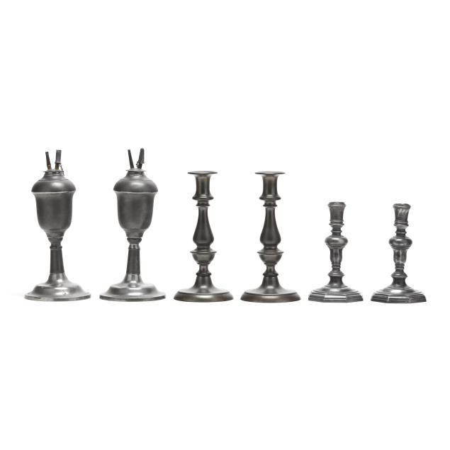 four-candlesticks-and-a-pair-of-whale-oil-lamps