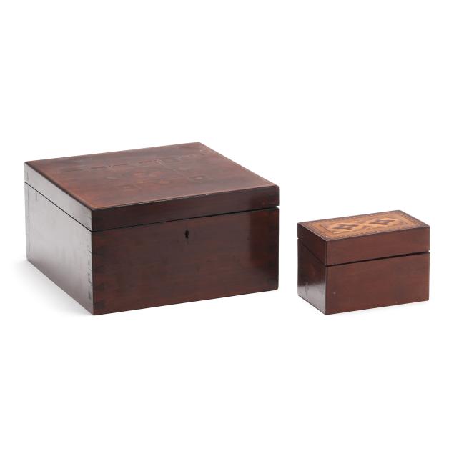 antique-inlaid-mahogany-sewing-box-and-letter-box