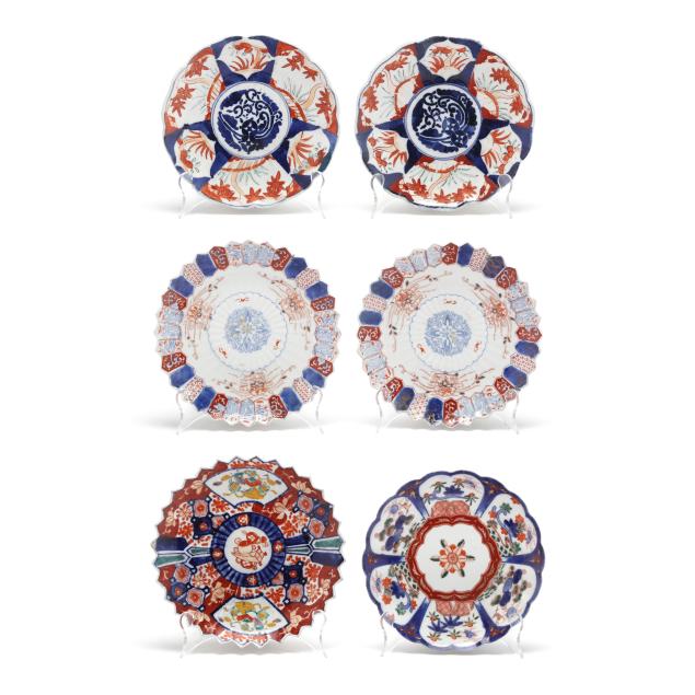 a-group-of-six-japanese-imari-porcelain-plates
