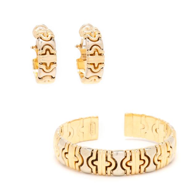 bi-color-gold-parentesi-style-cuff-bracelet-and-earrings-italy