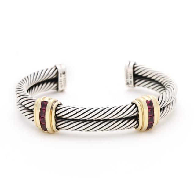 silver-gold-and-garnet-cuff-bracelet-david-yurman