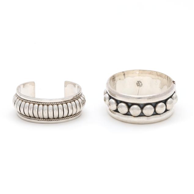 two-vintage-silver-bracelets