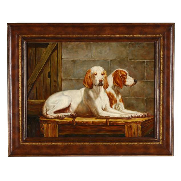 maitland-smith-framed-painting-of-two-hounds