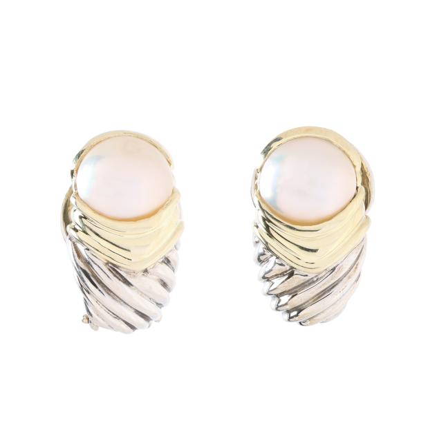 silver-gold-and-pearl-cable-motif-earrings-david-yurman