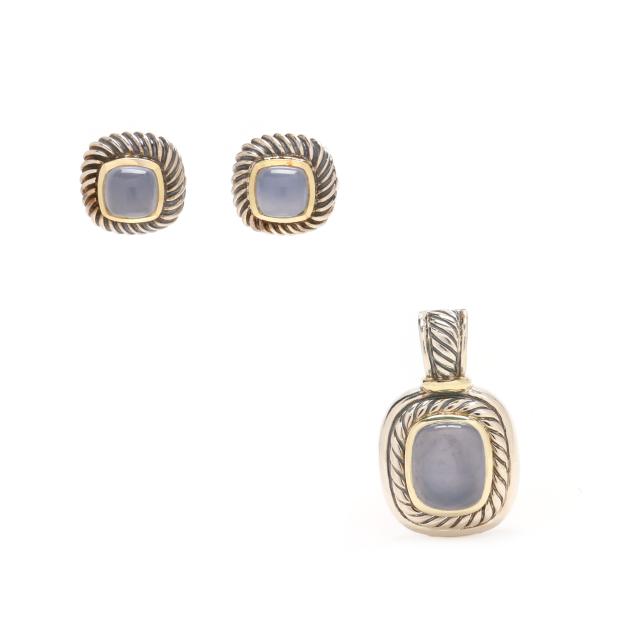 silver-gold-and-chalcedony-pendant-and-earrings-david-yurman